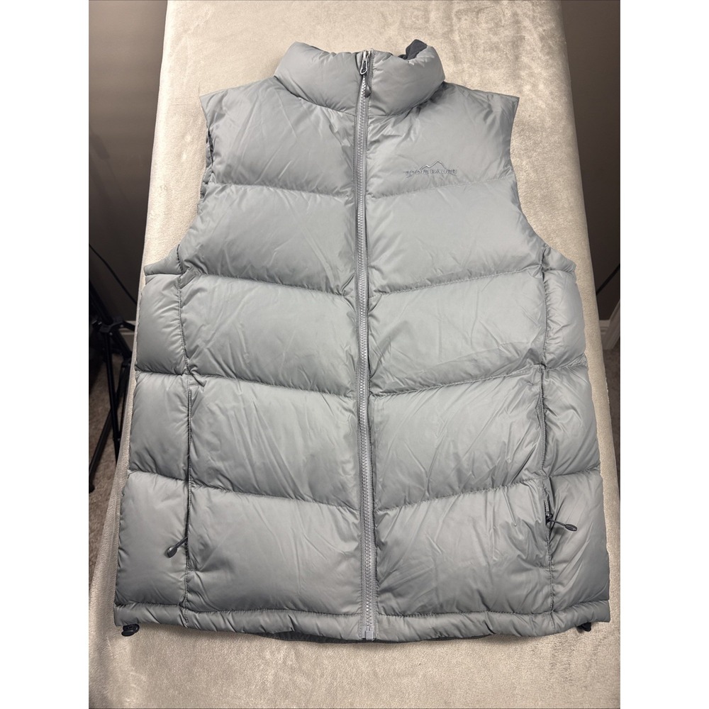 Eddie Bauer Down Puffer Vest Full Zip 700 Power Fill EB700 Gray Goose Men Medium